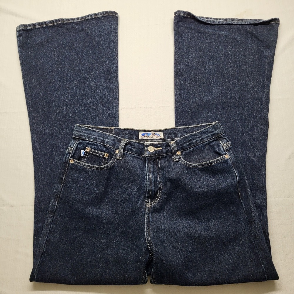 Z Cavaricci Jeans Womens 31 Flare High Rise 30/34 Dark Wash Disco 70s Festival